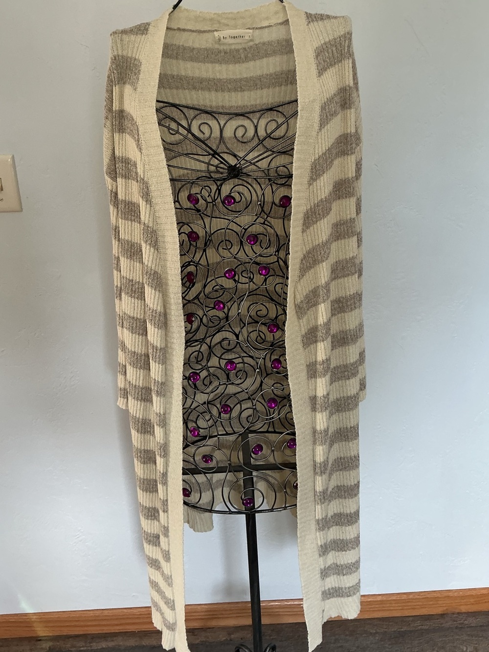 By Together Striped Open-Front Sweater Cardigan